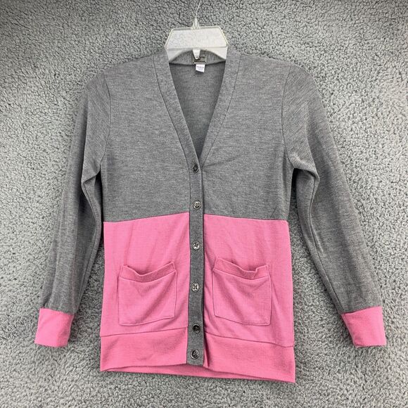Poof Girls Cardigan Sweater Medium Button Up Lightweight Long Sleeve Pockets - Picture 1 of 11